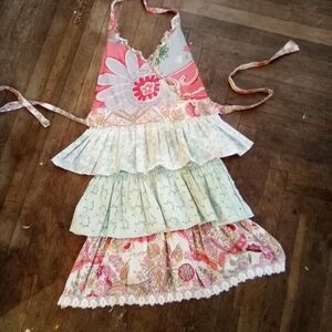 Floral Patchwork Apron with Ruffles